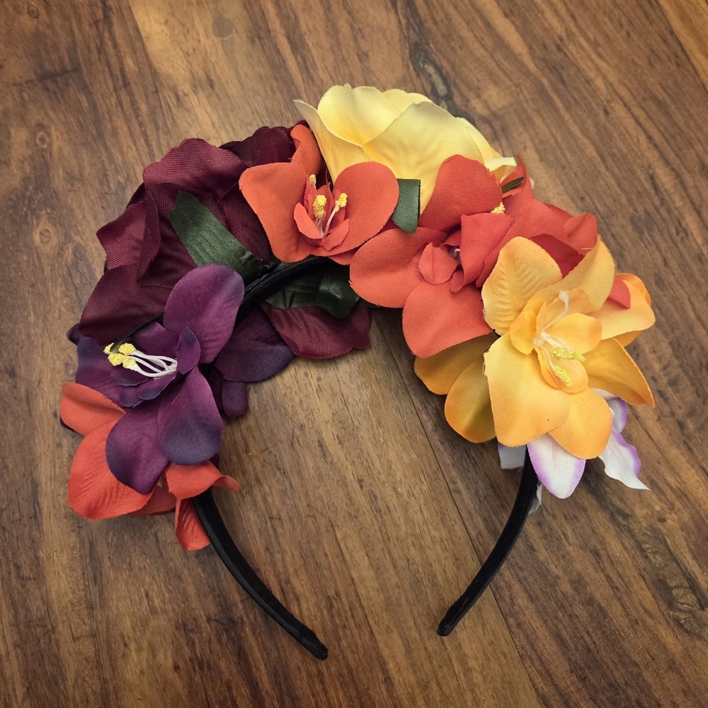 Multicolored Artifical Flower Headband, NEW